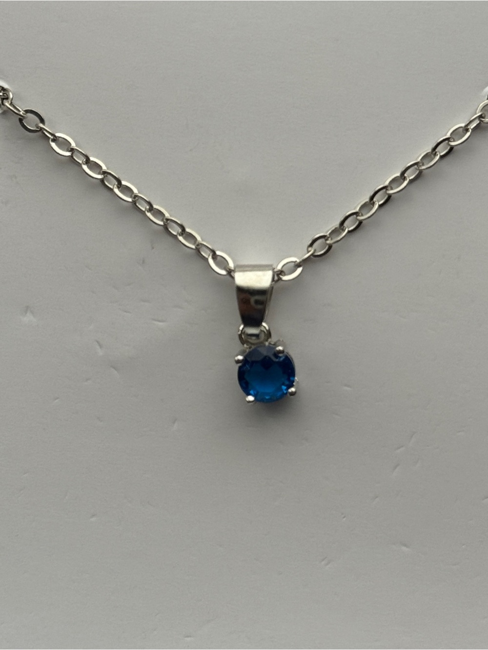 EFFY Princess Cruise Blue Solitaire Pendant Necklace 18” Silver Tone Chain #10